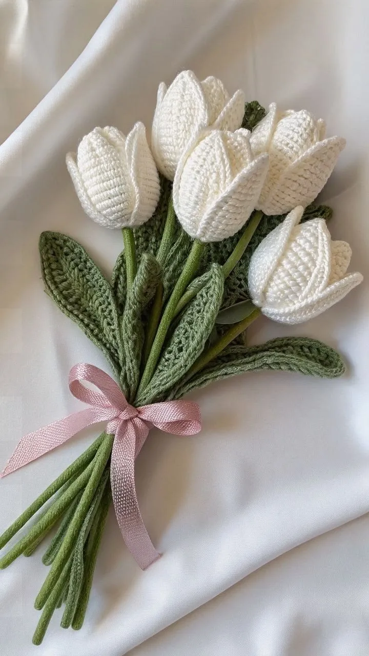 Crochet White Tulips
