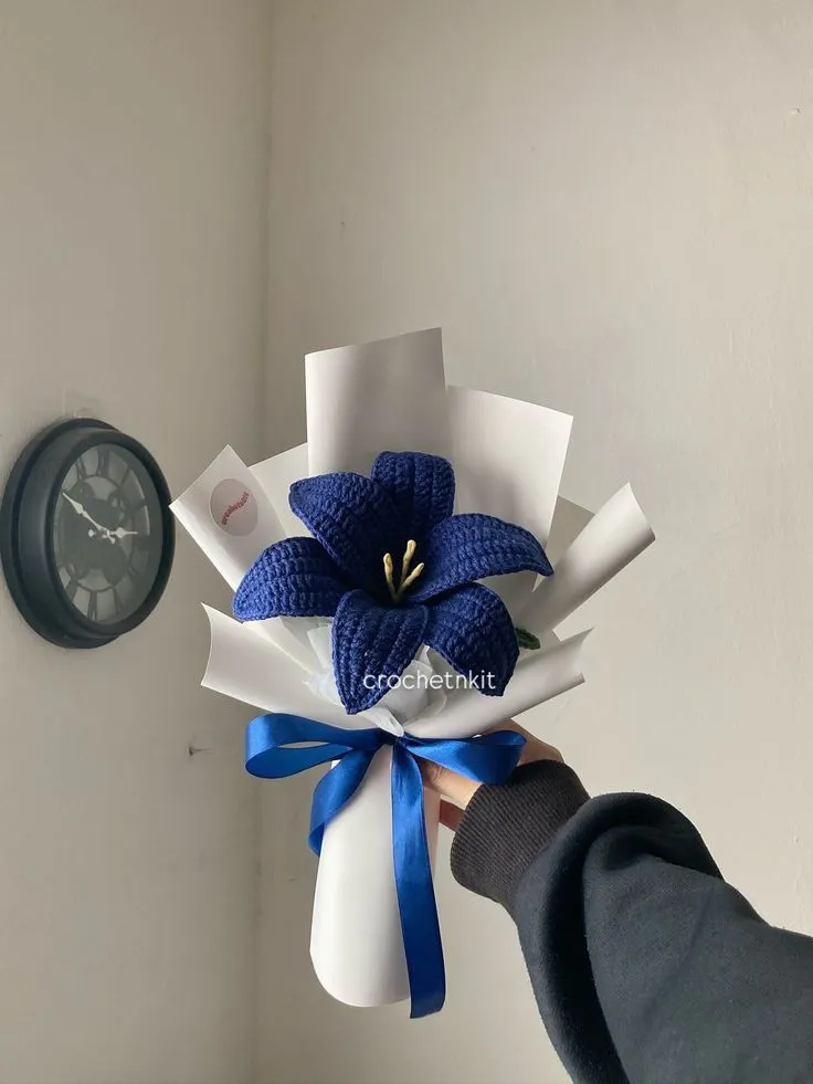 Navy blue crochet flower