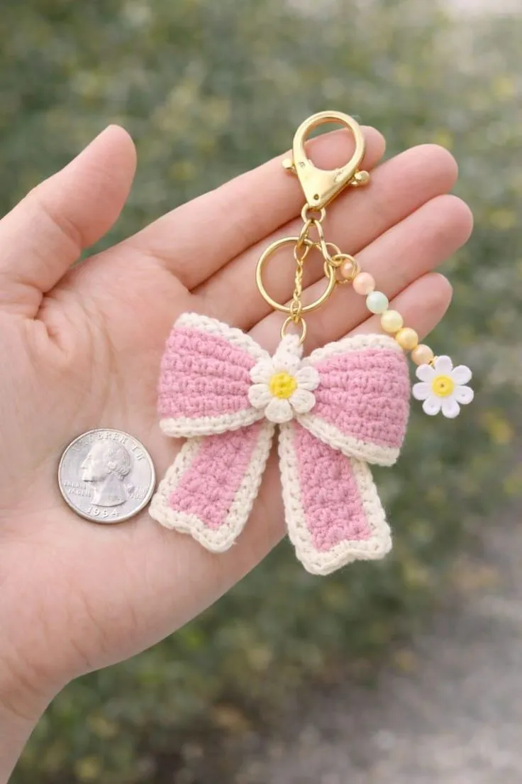 Crochet Bow Keychain