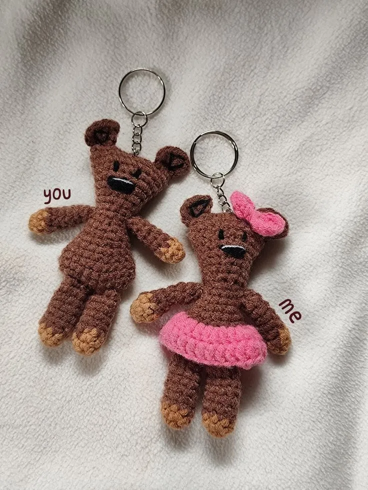 Crochet Couple Bear Keychains